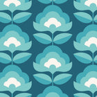 HWA1174W Retro Flower Teal Mix Wallpaper by Hoopla Walls