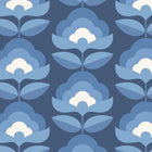 HWA1175W Retro Flower Indigo Mix Wallpaper by Hoopla Walls