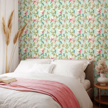 HWA1176W Orchid Bloom Duck Egg & Blush Wallpaper by Hoopla Walls