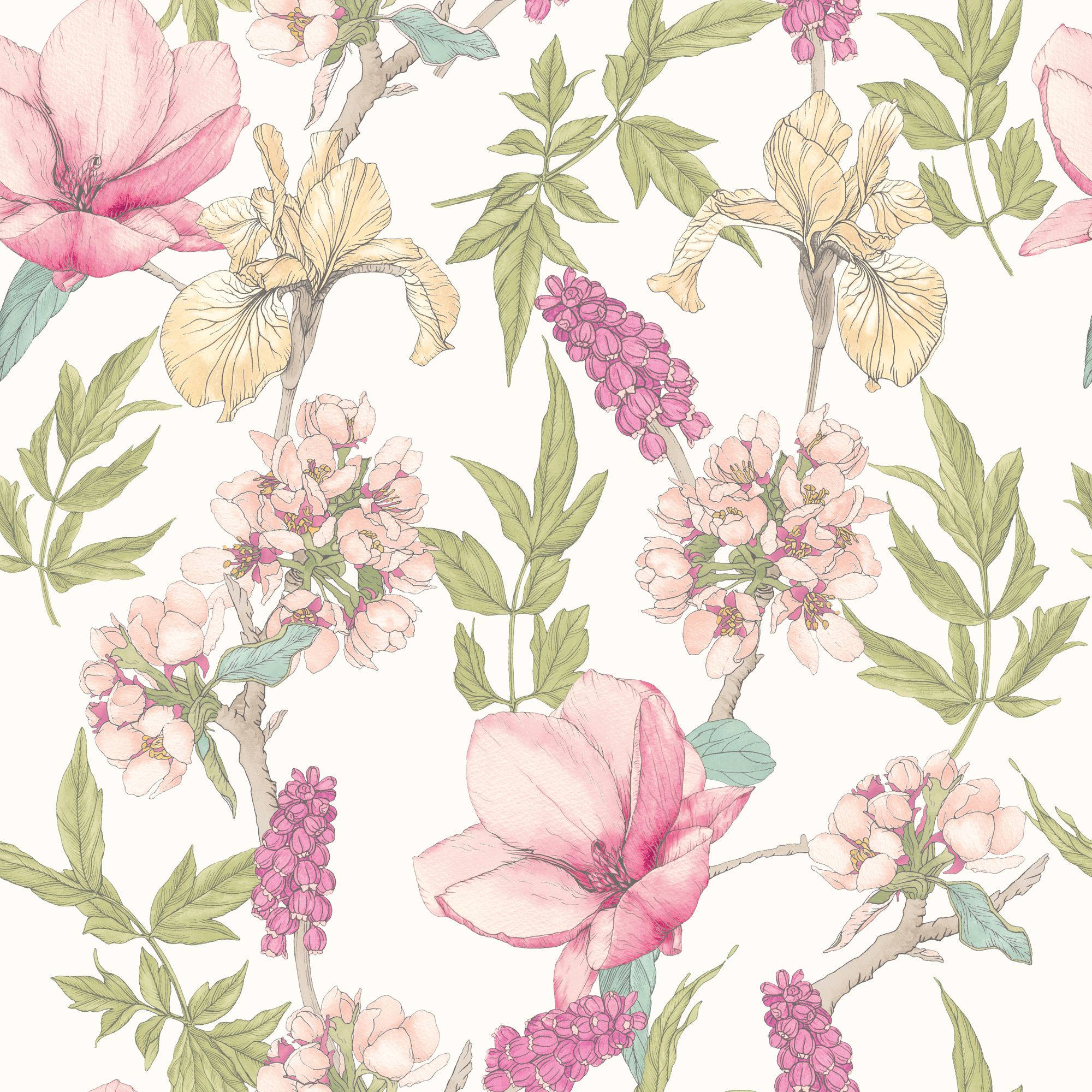 HWA1177W Orchid Bloom Sweet Pea Wallpaper by Hoopla Walls