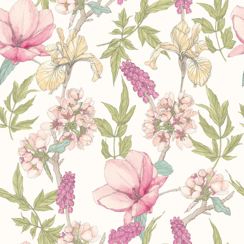 HWA1177W Orchid Bloom Sweet Pea Wallpaper by Hoopla Walls