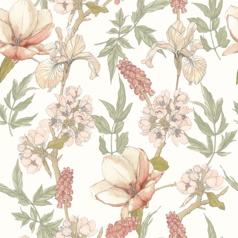 HWA1178W Orchid Bloom Sage & Hazel Wallpaper by Hoopla Walls