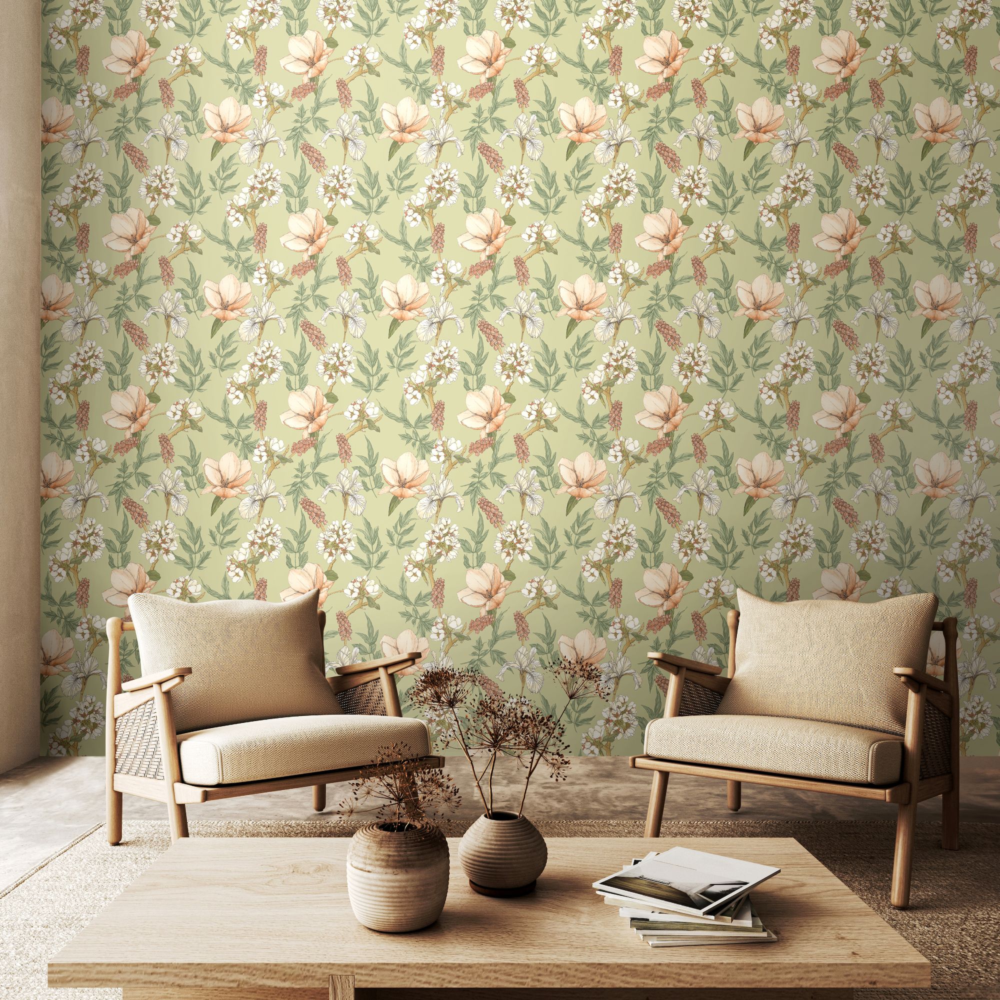 HWA1179W Orchid Bloom Artichoke Wallpaper by Hoopla Walls