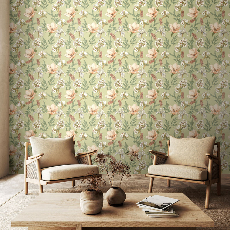 HWA1179W Orchid Bloom Artichoke Wallpaper by Hoopla Walls