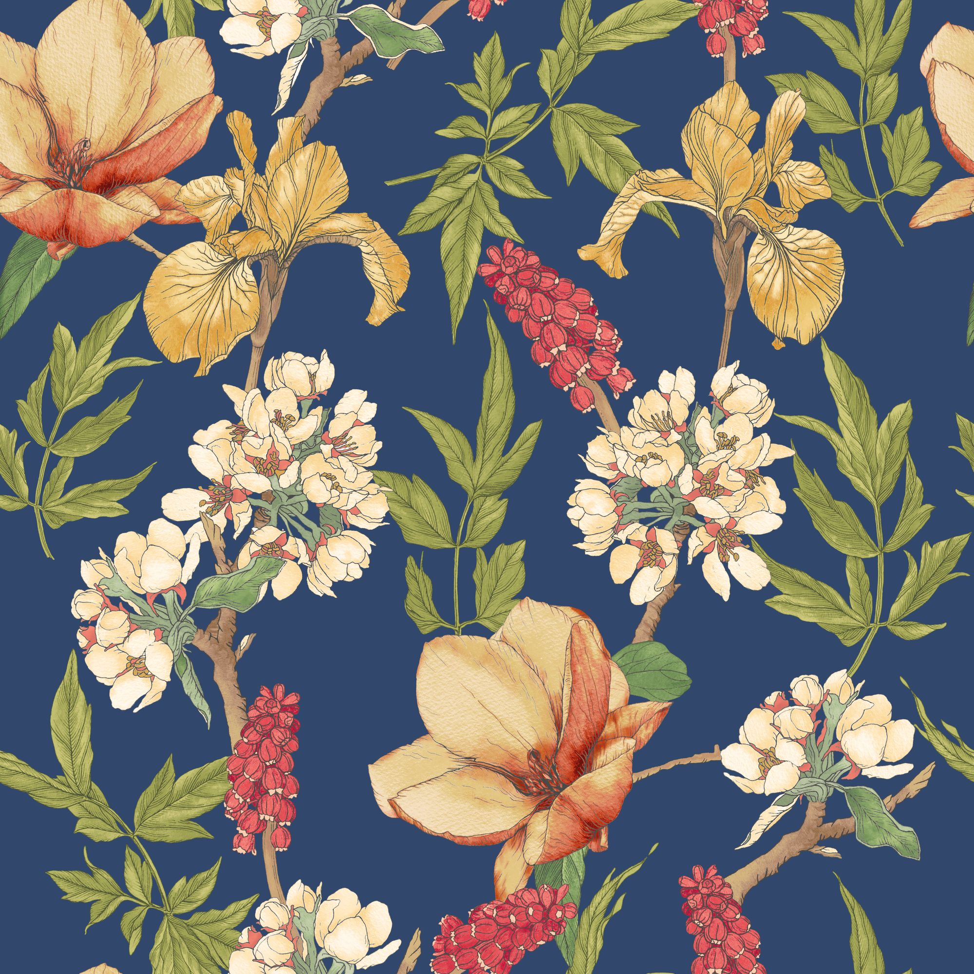 HWA1181W Orchid Bloom Ginger & Ink Wallpaper by Hoopla Walls