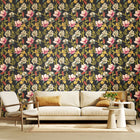 HWA1182W Orchid Bloom Ebony & Raspberry Wallpaper by Hoopla Walls