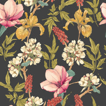 HWA1182W Orchid Bloom Ebony & Raspberry Wallpaper by Hoopla Walls