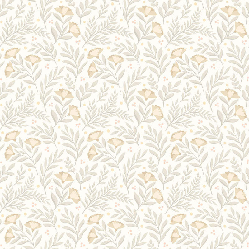 HWA1183W Petite Posy Stone & Linen Wallpaper by Hoopla Walls