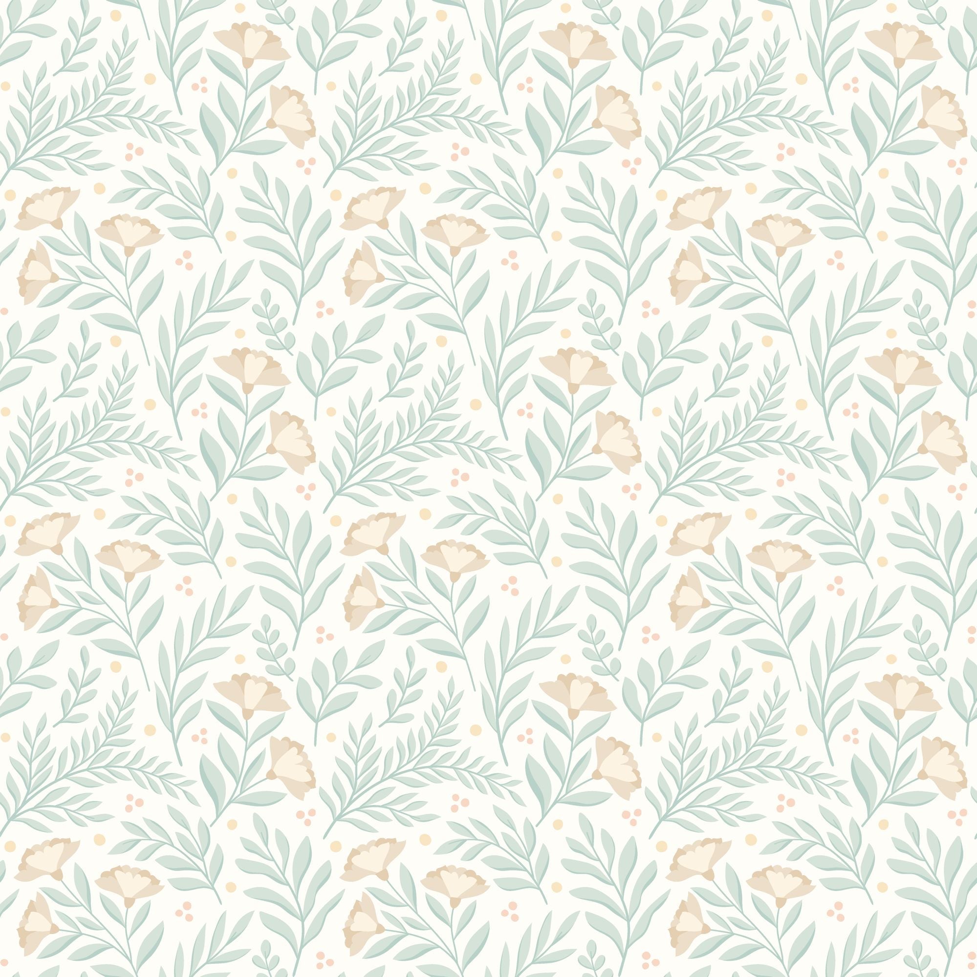 HWA1184W Petite Posy Seafoam Wallpaper by Hoopla Walls