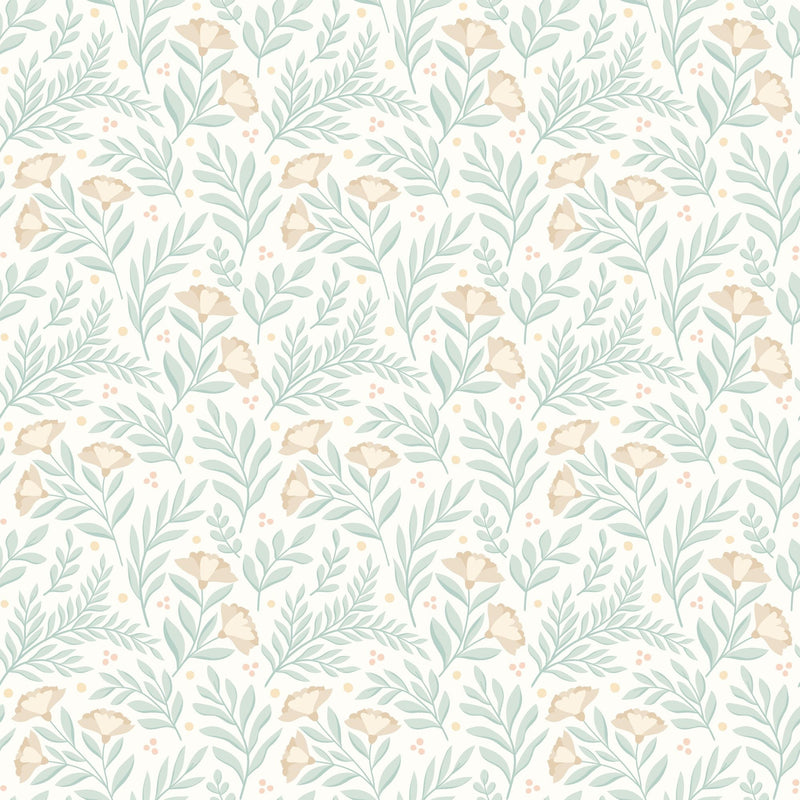 HWA1184W Petite Posy Seafoam Wallpaper by Hoopla Walls