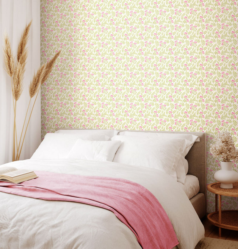 HWA1186W Petite Posy Rose & Apple Wallpaper by Hoopla Walls