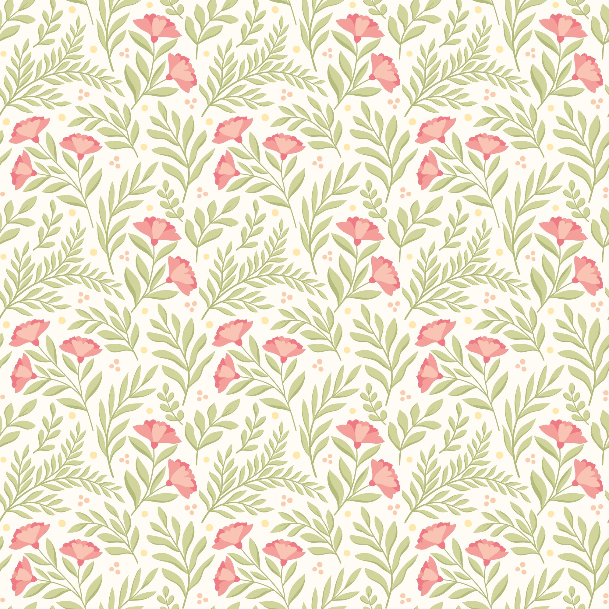 HWA1187W Petite Posy Coral Wallpaper by Hoopla Walls
