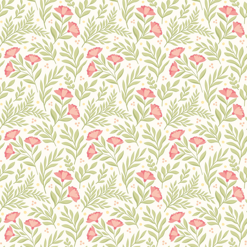 HWA1187W Petite Posy Coral Wallpaper by Hoopla Walls