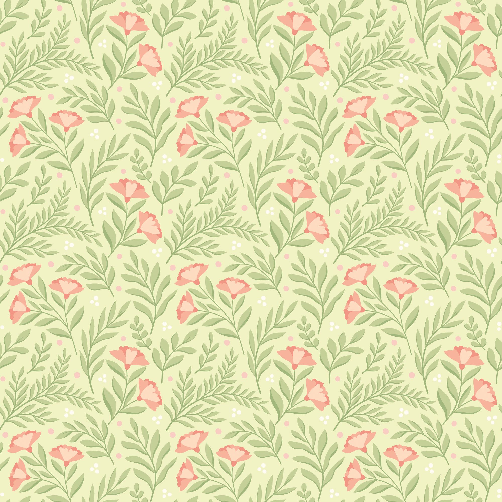 HWA1188W Petite Posy Apricot & Fern Wallpaper by Hoopla Walls
