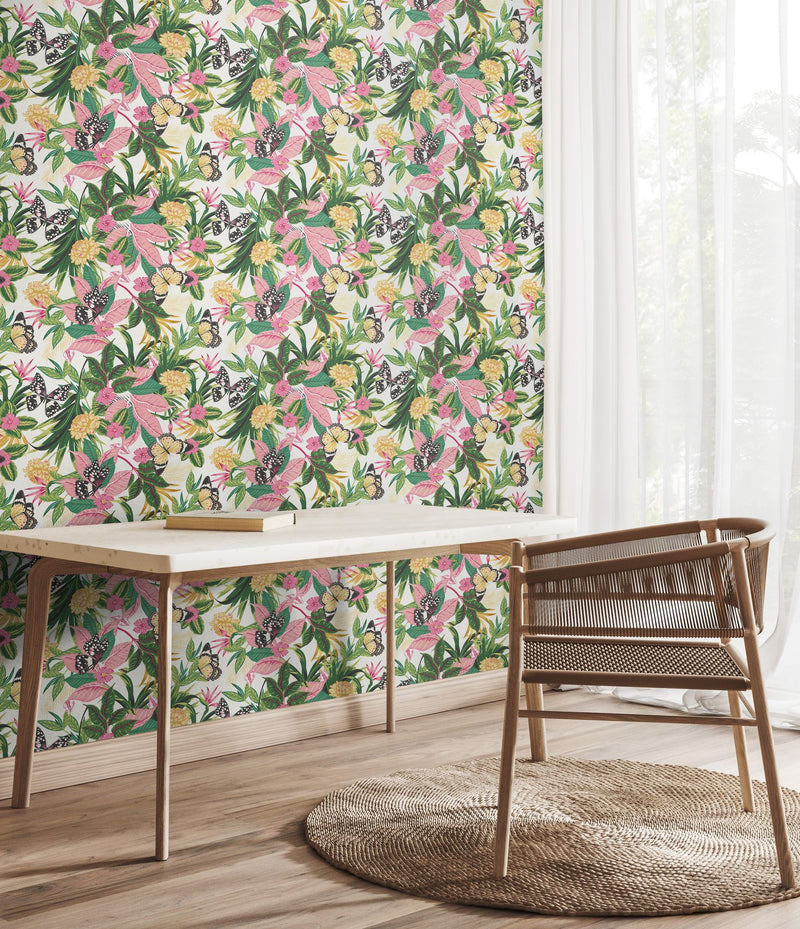 HWA1191W Paradise Flamingo Wallpaper by Hoopla Walls
