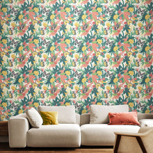 HWA1192W Paradise Apricot & Jade Wallpaper by Hoopla Walls