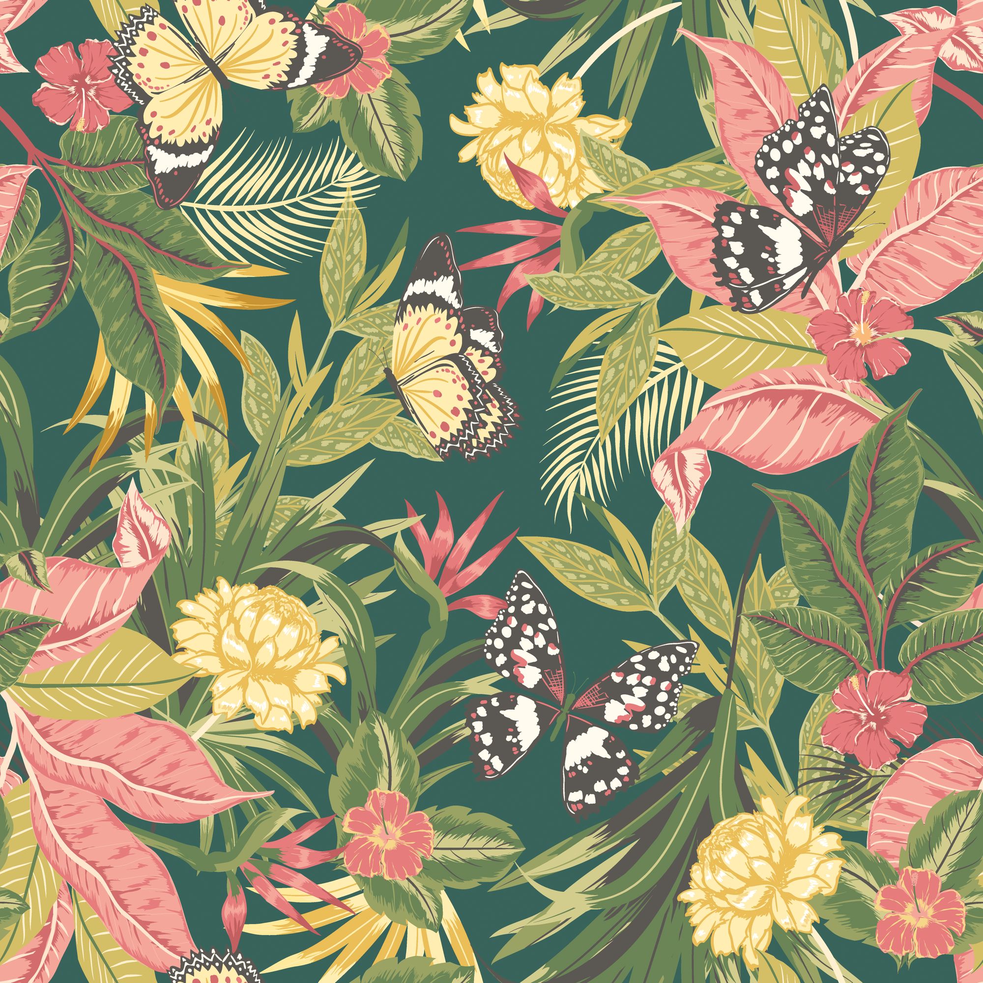 HWA1193W Paradise Forest Mix Wallpaper by Hoopla Walls