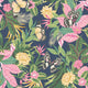 Paradise Indigo & Pink Fleur Wallpaper by Hoopla Walls