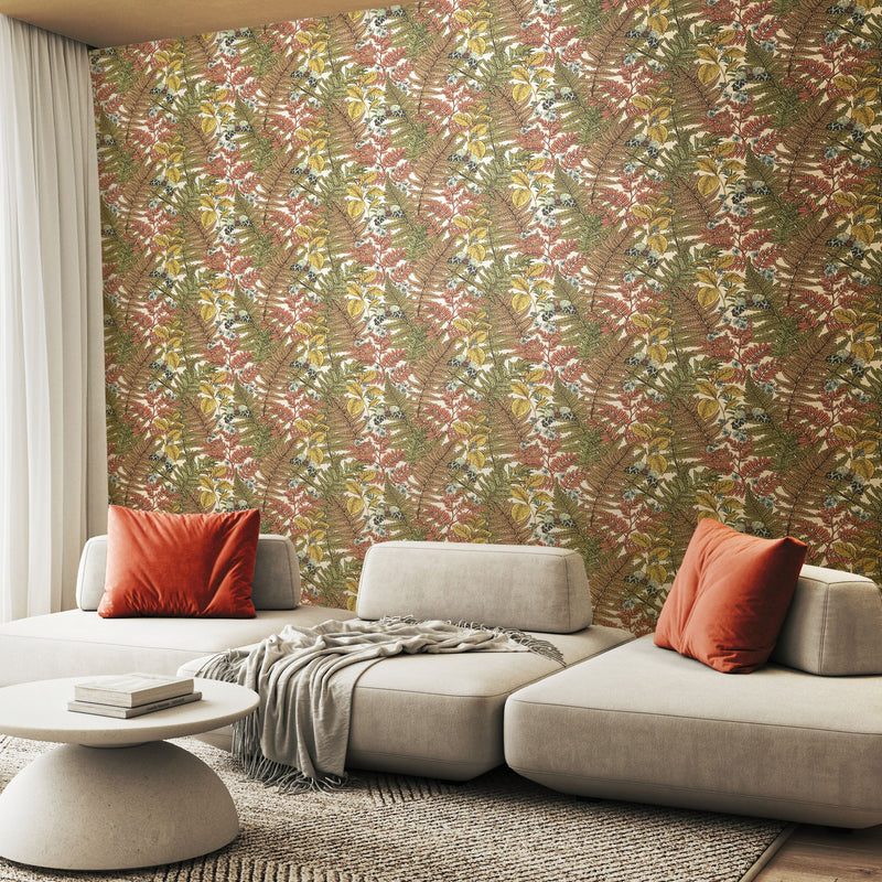 HWA1197W Wild Ferns Warm Spice Wallpaper by Hoopla Walls