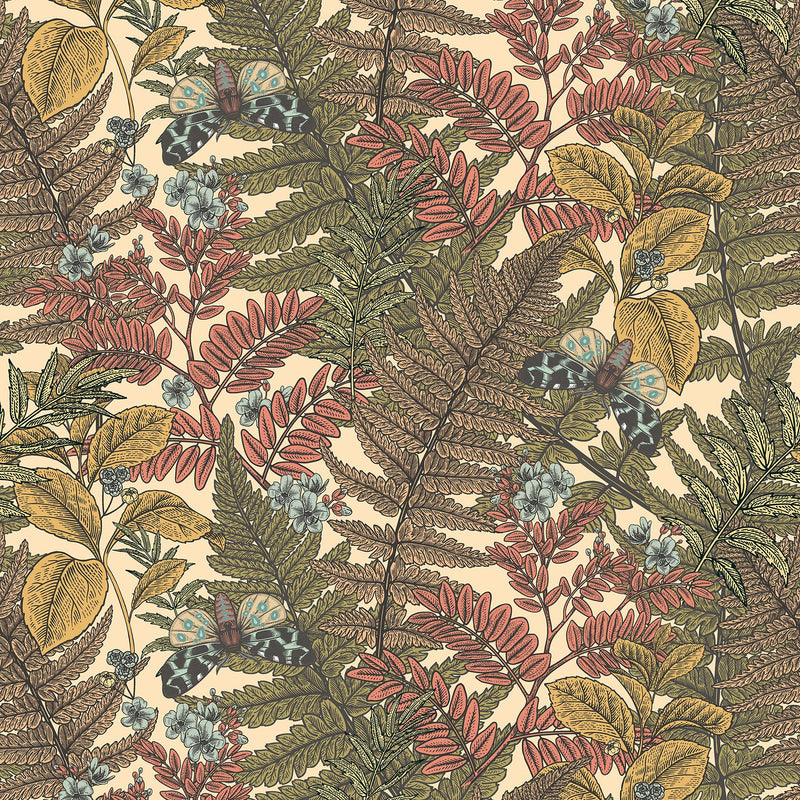HWA1197W Wild Ferns Warm Spice Wallpaper by Hoopla Walls