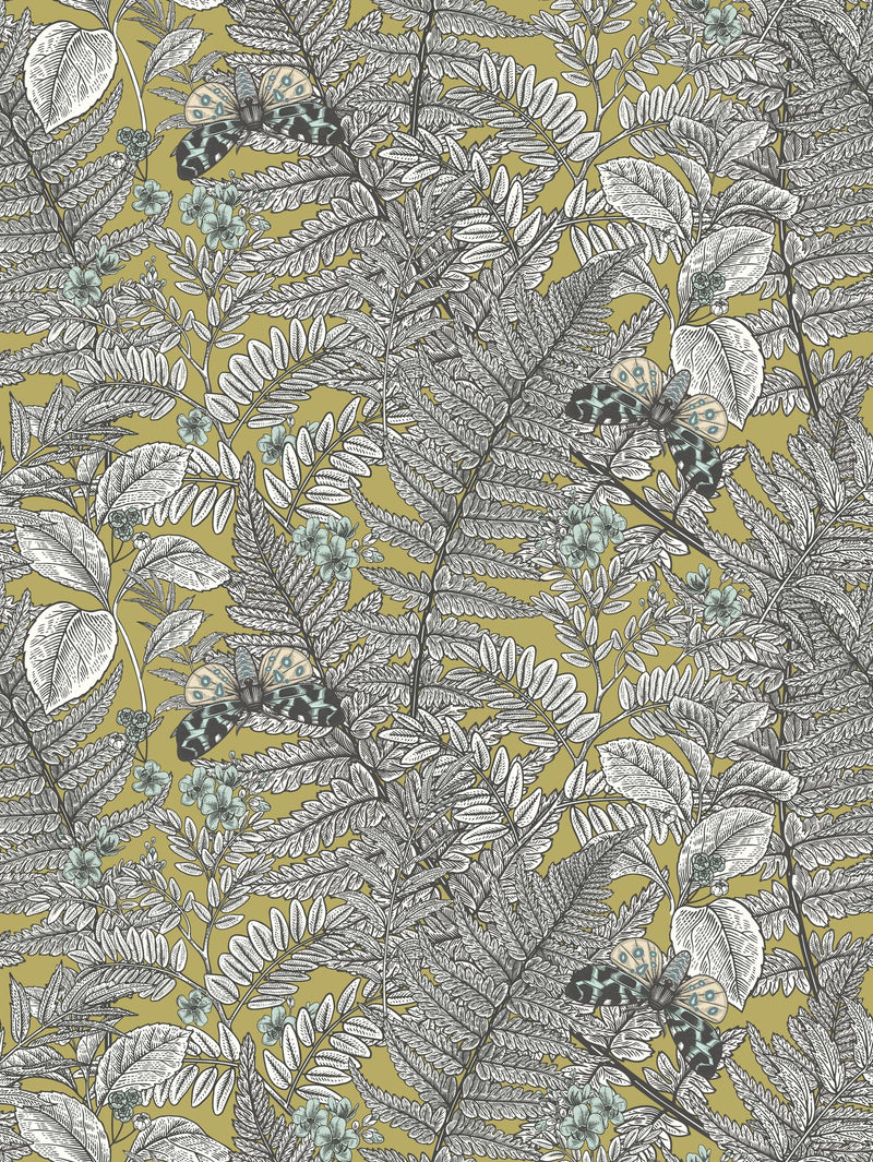HWA1200W Wild Ferns Olive Wallpaper by Hoopla Walls