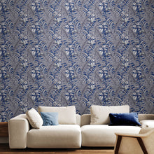 HWA1201W Wild Ferns Indigo Wallpaper by Hoopla Walls