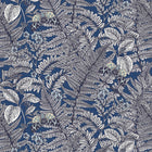 HWA1201W Wild Ferns Indigo Wallpaper by Hoopla Walls