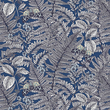 HWA1201W Wild Ferns Indigo Wallpaper by Hoopla Walls