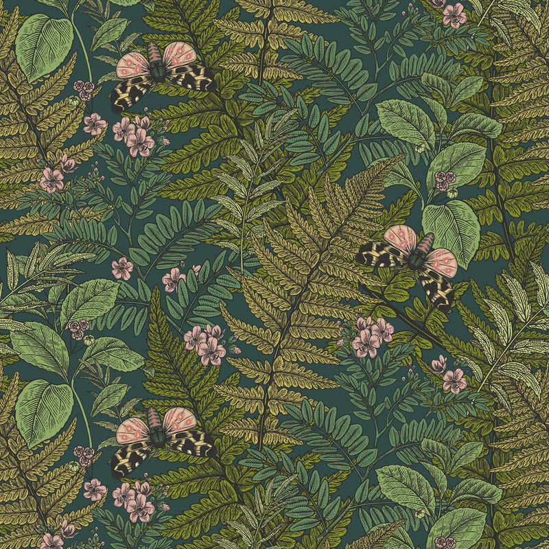 HWA1202W Wild Ferns Forest Mix Wallpaper by Hoopla Walls