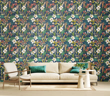 HWA1203W Oasis Navy Twist Wallpaper by Hoopla Walls