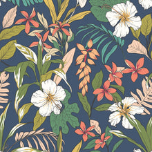 HWA1203W Oasis Navy Twist Wallpaper by Hoopla Walls