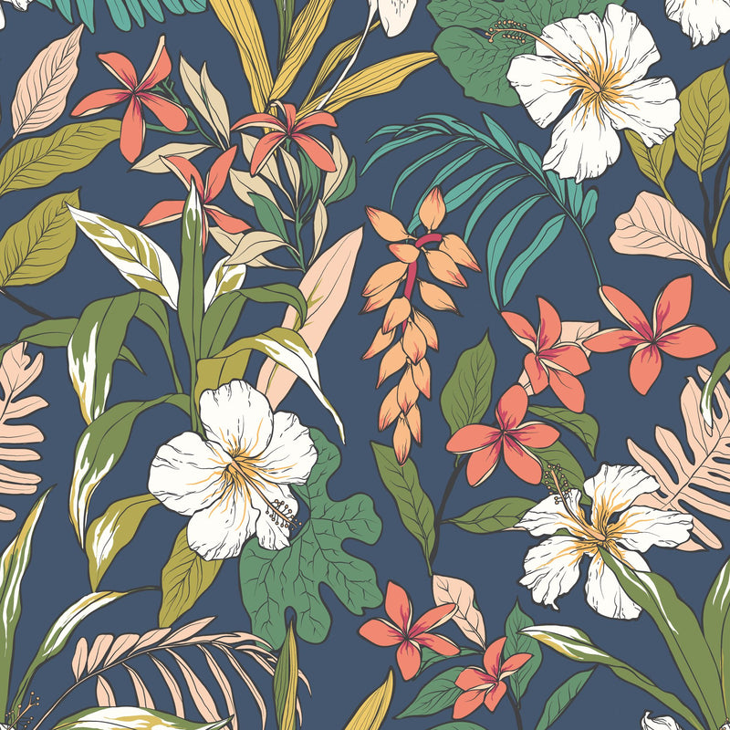 HWA1203W Oasis Navy Twist Wallpaper by Hoopla Walls