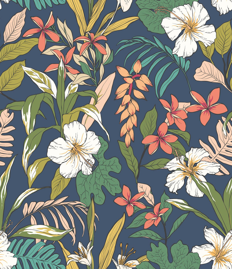 HWA1203W Oasis Navy Twist Wallpaper by Hoopla Walls