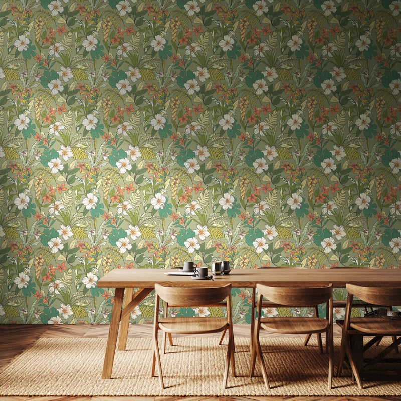 HWA1204W Oasis Olive & Citrus Wallpaper by Hoopla Walls