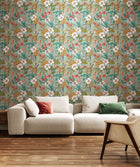 HWA1205W Oasis Coral & Teal Wallpaper by Hoopla Walls