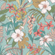 Oasis Coral & Teal Fleur Wallpaper by Hoopla Walls