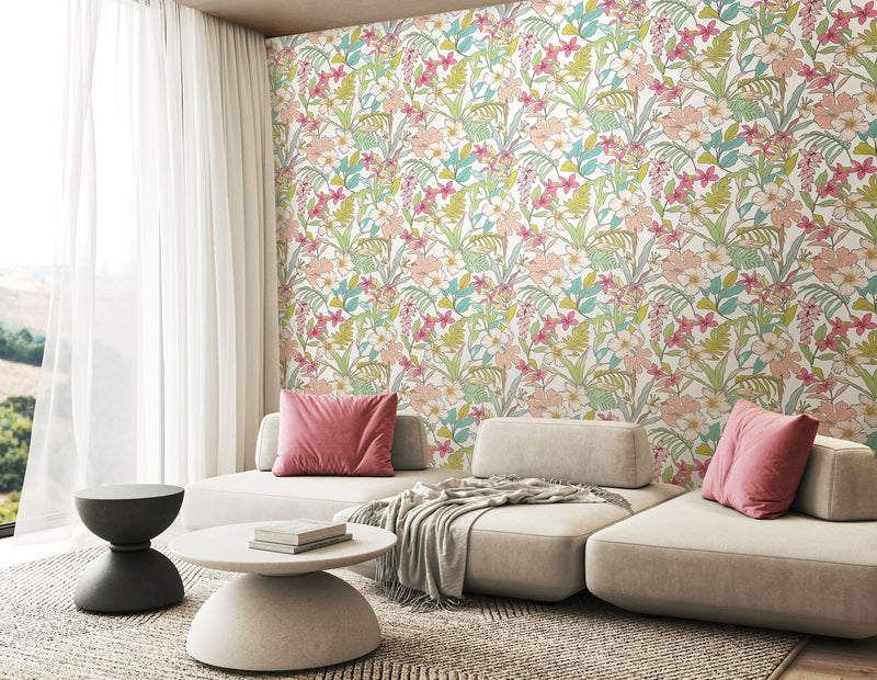 HWA1207W Oasis Apple & Rose Wallpaper by Hoopla Walls