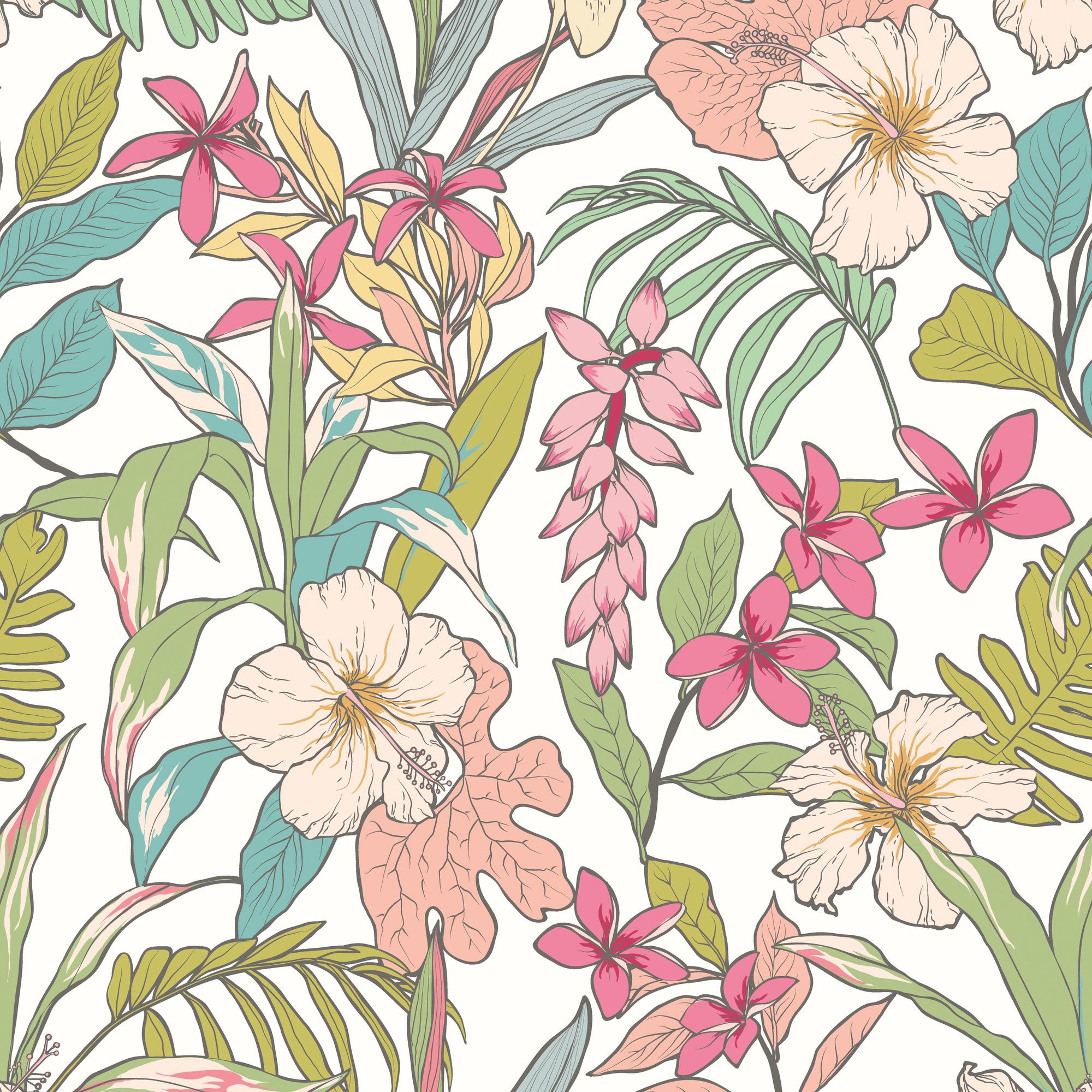 HWA1207W Oasis Apple & Rose Wallpaper by Hoopla Walls
