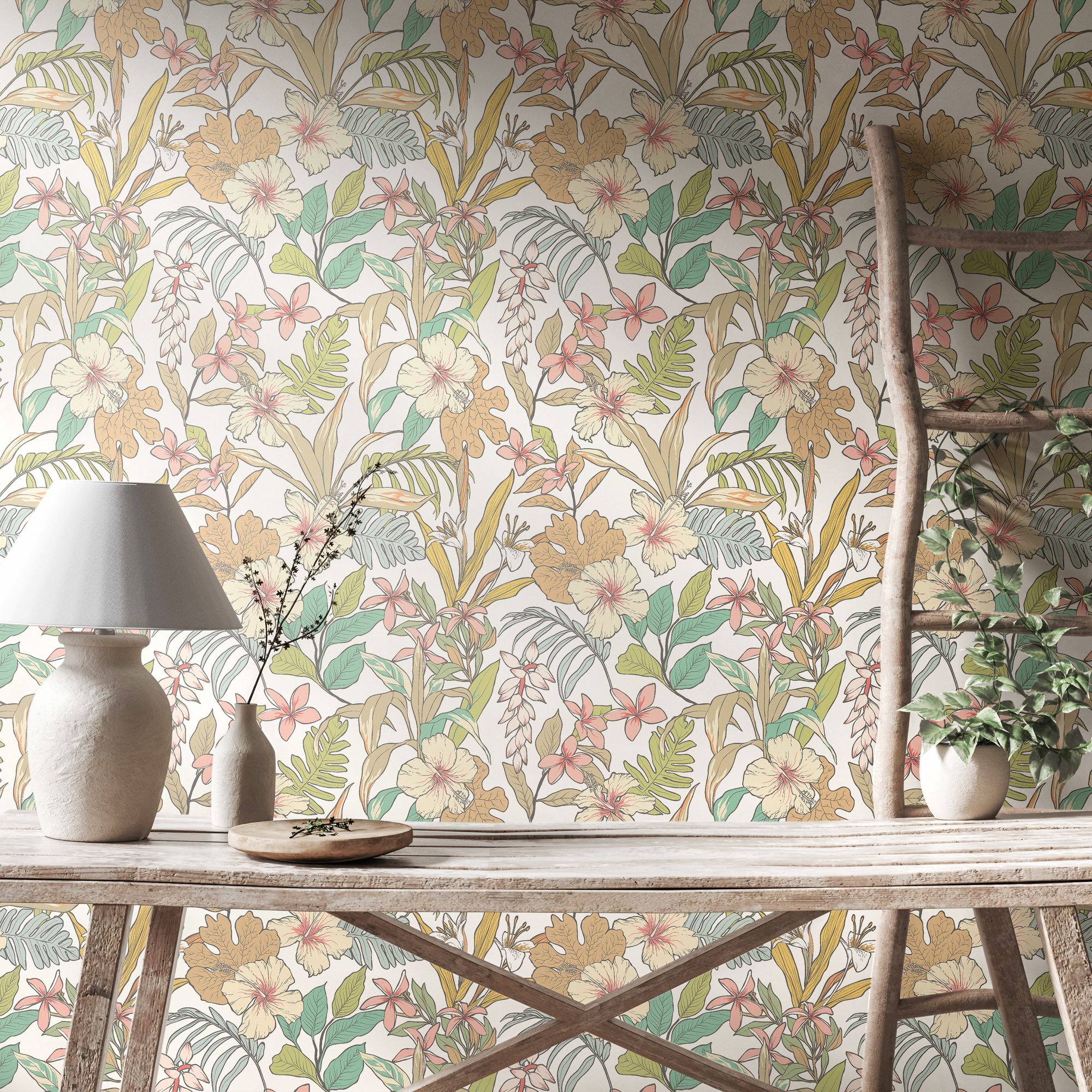 HWA1208W Oasis Chalk & Sand Wallpaper by Hoopla Walls