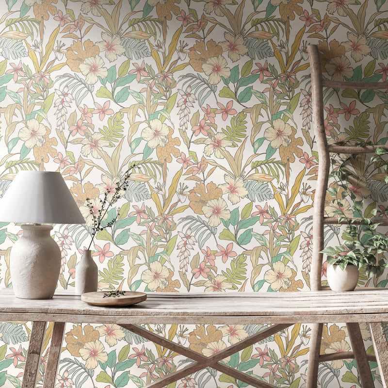 HWA1208W Oasis Chalk & Sand Wallpaper by Hoopla Walls