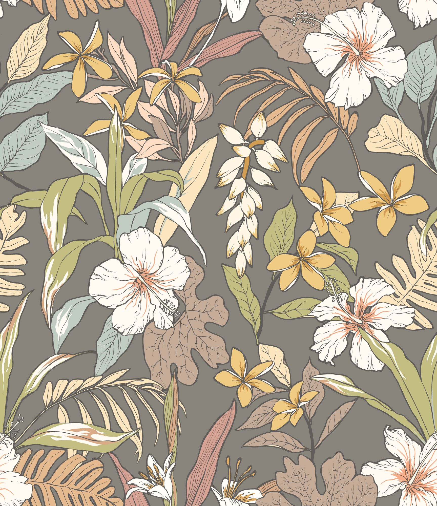HWA1209W Oasis Mink & Sage Wallpaper by Hoopla Walls