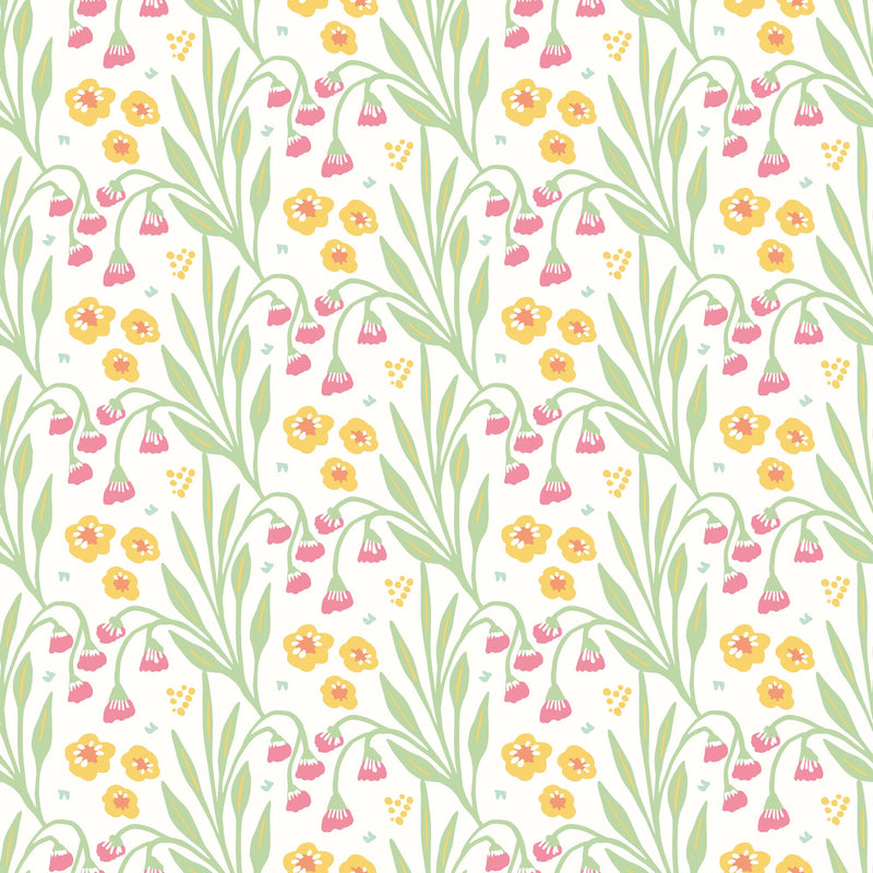 HWA1210W Meadow Stripe Spring Bloom Wallpaper by Hoopla Walls