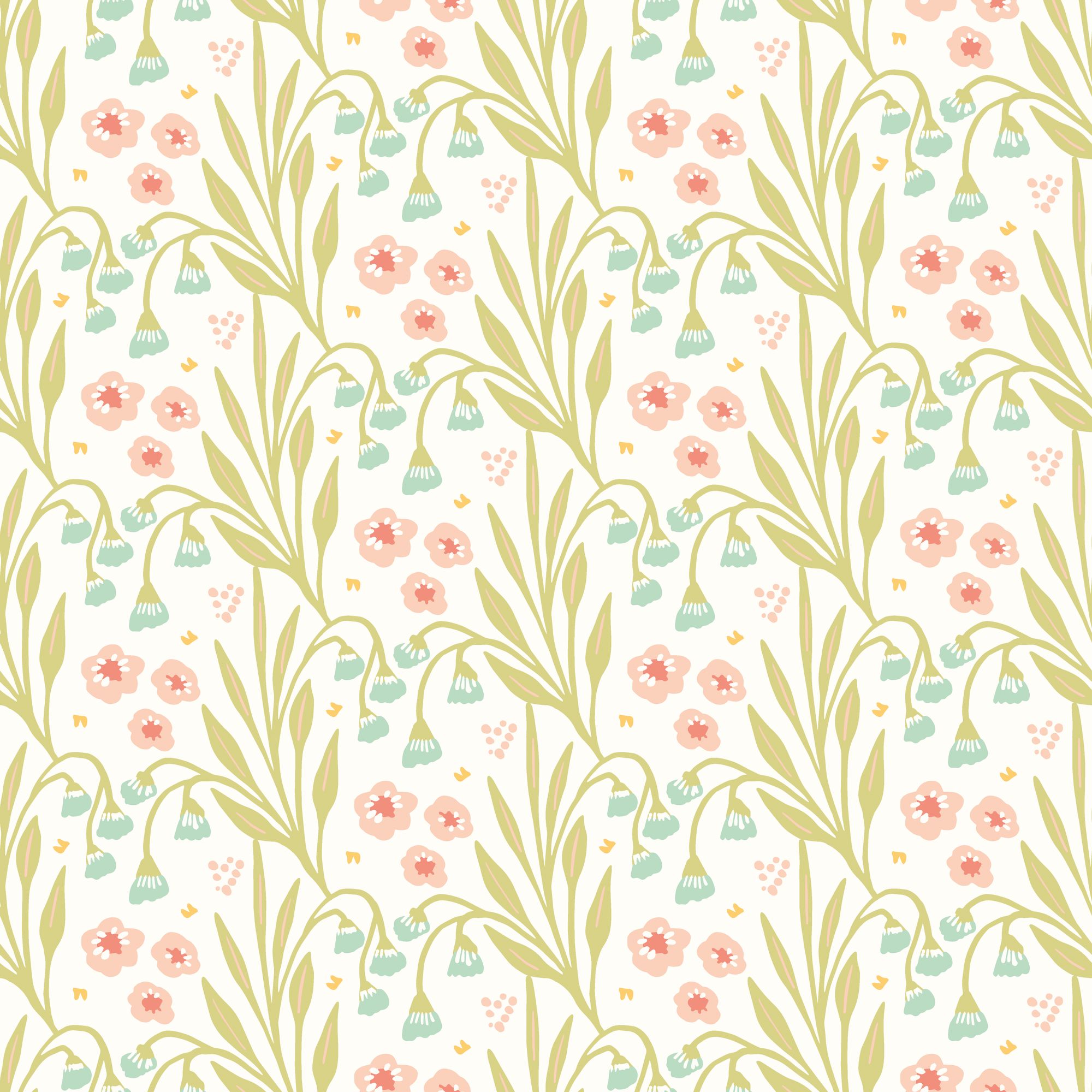 HWA1211W Meadow Stripe Peach & Duck Egg Wallpaper by Hoopla Walls