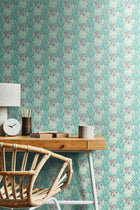 HWA1213W Meadow Stripe Seafoam & Coral Wallpaper by Hoopla Walls