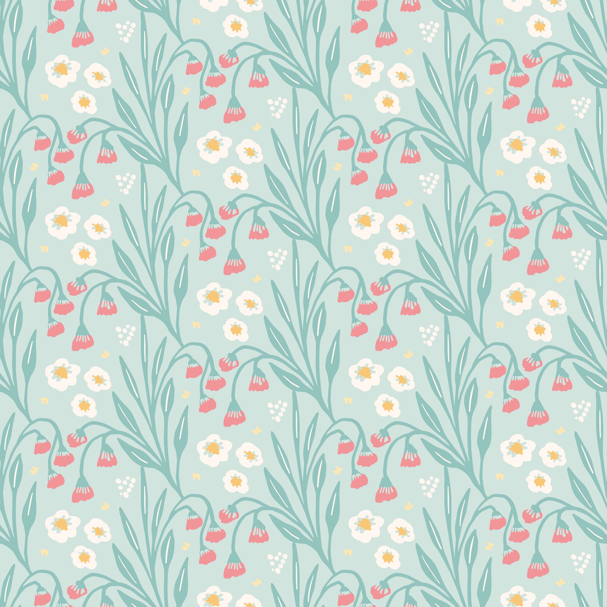 HWA1213W Meadow Stripe Seafoam & Coral Wallpaper by Hoopla Walls