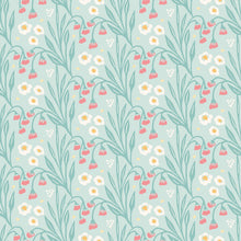 HWA1213W Meadow Stripe Seafoam & Coral Wallpaper by Hoopla Walls