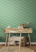 HWA1215W Meadow Stripe Leaf & Peony Wallpaper by Hoopla Walls