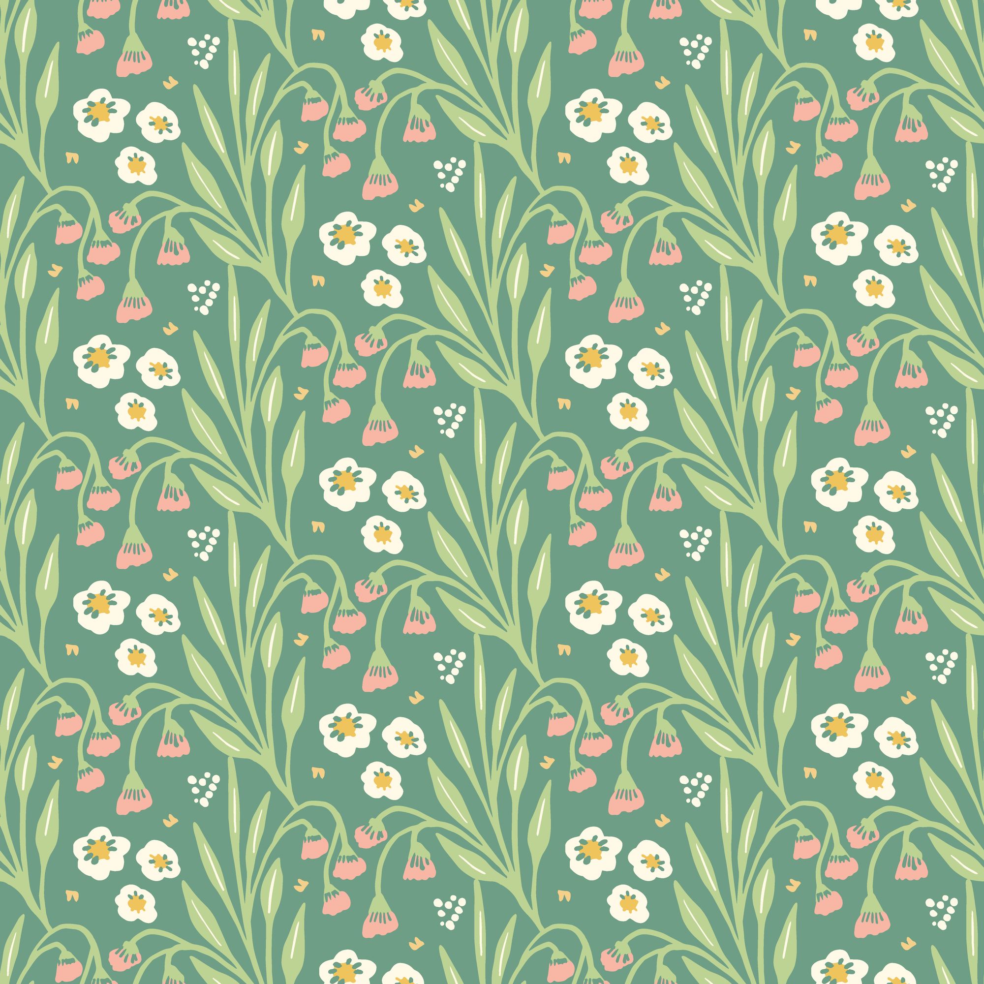 HWA1215W Meadow Stripe Leaf & Peony Wallpaper by Hoopla Walls
