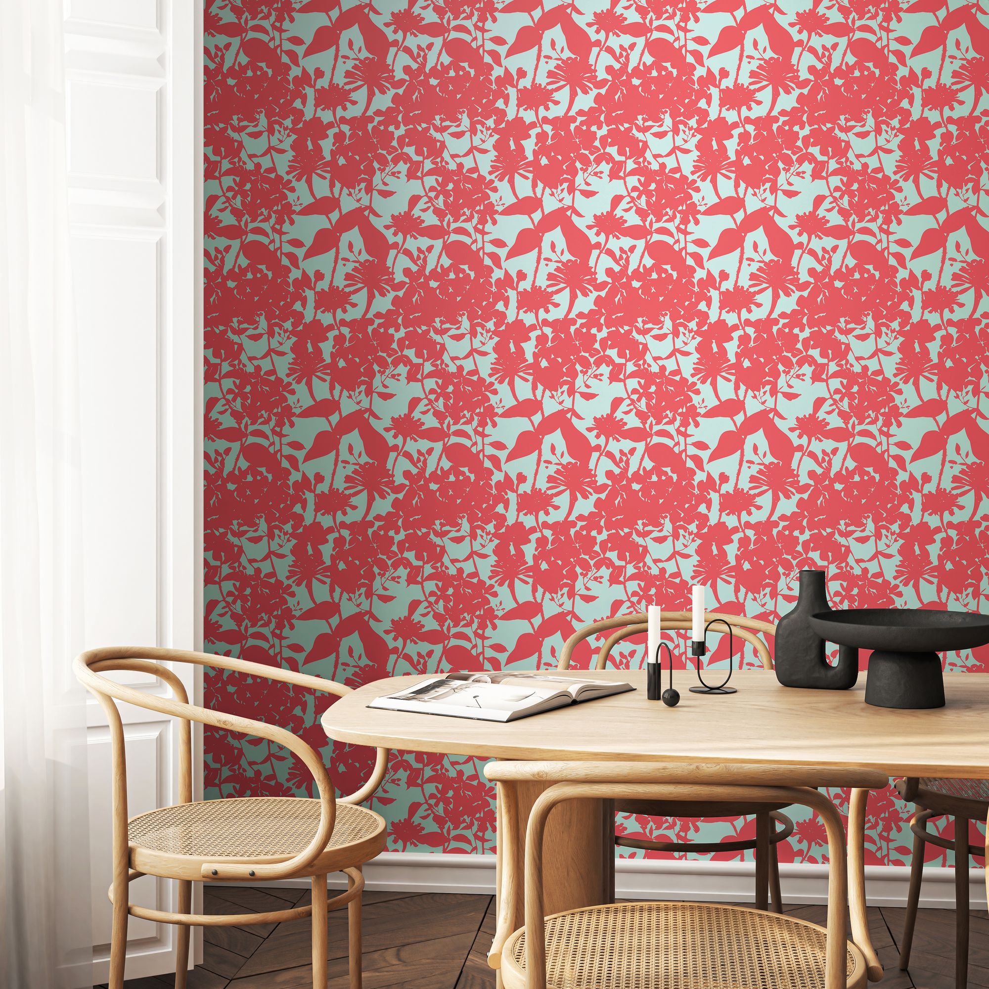 HWA1216W Summer Silhouette Coral Twist Wallpaper by Hoopla Walls