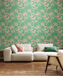HWA1217W Summer Silhouette Jade & Blossom Wallpaper by Hoopla Walls